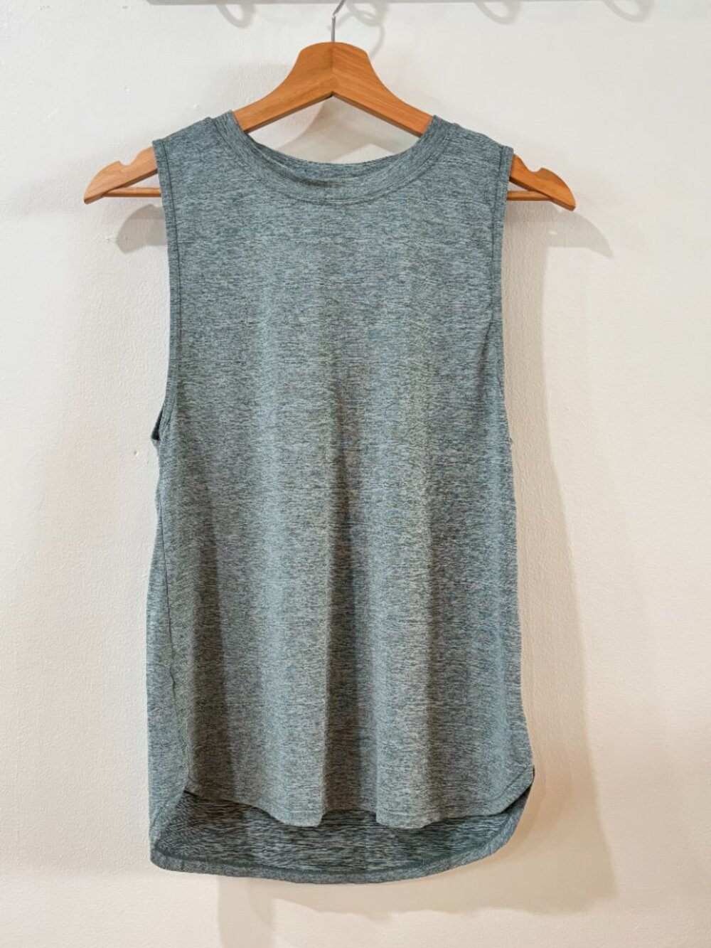 Heather Teal Green High Neck Athleisure Athletic Muscle Workout Top Size S